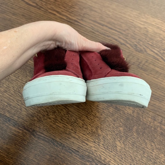 Amazing Ferragamo Burgundy Suede and Fur Sneakers - Picture 5 of 10